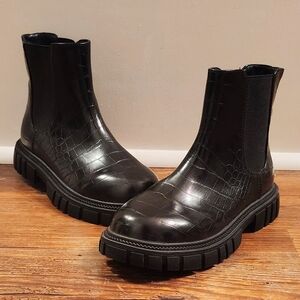 J. Crew Crewcuts Black Croc Girl's Boots Size 13